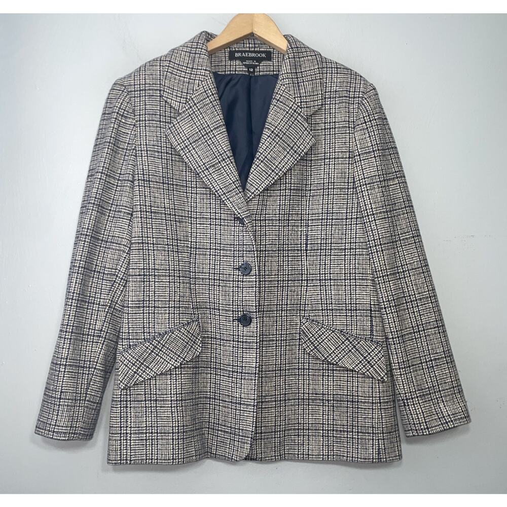 Vtg Braebrook Blazer Size 12 Plaid Wool Jacket Heritage Country Academia Twee